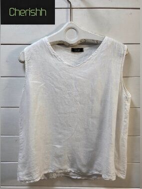 CHERISHH White Linen Sleeveless Top Size L